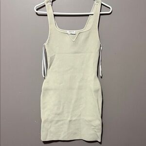 Beige Aritzia Ribbed Knit Dress